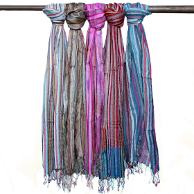 10x Foulards Boho Indiens - 22x72cm - Bleus Aléatoires