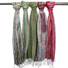 10x Foulards Boho Indiens - 22x72cm - Verts Aléatoires