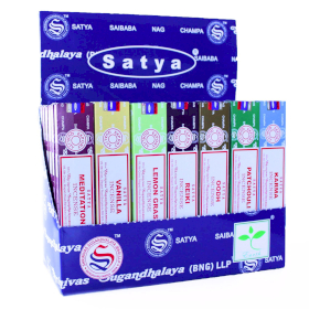 42x Assortiment d\'Encens Satya 15gms - Pack de Présentation