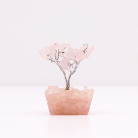 12x Mini Arbres de Gemmes sur Base d\'Orgonite - Quartz Rose (15 pierres)