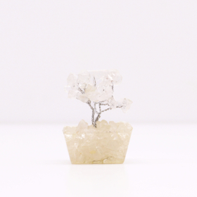 12x Mini Arbres de Gemmes sur Base d\'Orgonite - Quartz de Roche (15 pierres)