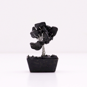 12x Mini Arbres de Gemmes sur Base d\'Orgonite - Agate Noire (15 pierres)