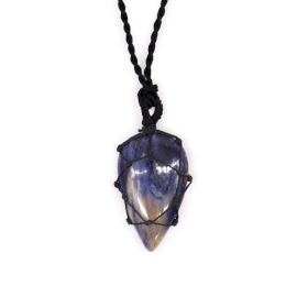 Pendentif en Forme de Larme avec Gemmes Lacées - Sodalite