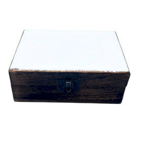 Moyenne Boîte en Bois Émaillé en Céramique - 15x10x6cm - Blanc