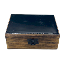 Moyenne Boîte en Bois Émaillé en Céramique - 15x10x6cm - Noir