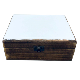 Grande Boîte en Bois Émaillé en Céramique - 20x15x7.5cm - Blanc