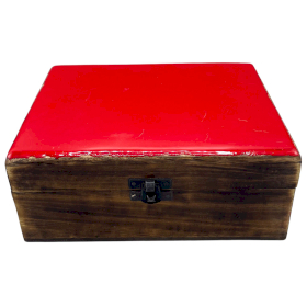 Grande Boîte en Bois Émaillé en Céramique - 20x15x7.5cm - Rouge
