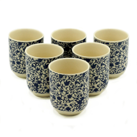 6x Tasses à Tisane - Motif Bleu