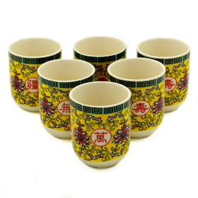 6x Tasses à Tisane - Design Oriental Longue Vie