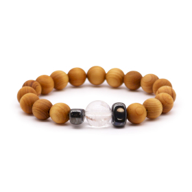 3x Bracelet de Chakra Couronne en Cèdre avec Quartz Clair