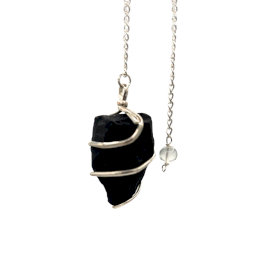 Pendule de pierres précieuses brutes - Agate noire