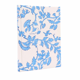 Carnets reliés en coton 20x15cm - 96 pages - Floral Bleu Pâle