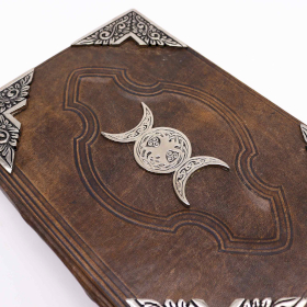 Livre Heafty Brown Tan - Décor triple lune en zinc - 200 pages à bords pontés – 26 x 18 cm