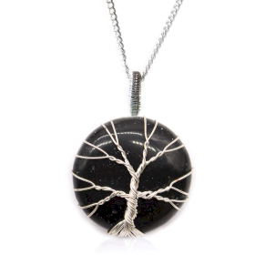 Collier de Pierres Précieuses Arbre de Vie - Onyx Noir