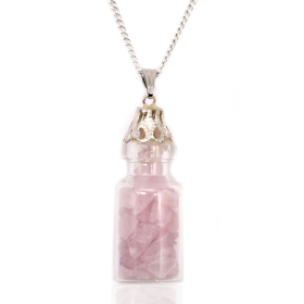 Collier de pierres précieuses en bouteille - Quartz rose