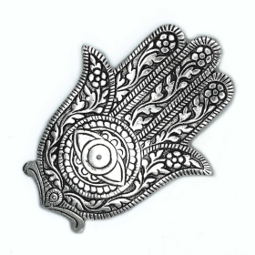 6x Porte-encens Hamsa en aluminium poli 14 cm