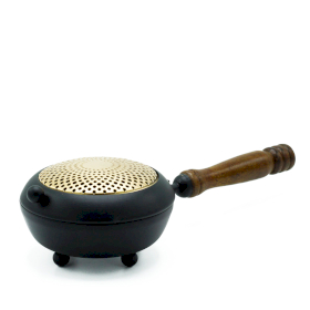 Grand brûleur d\'encens en fer - Détail doré