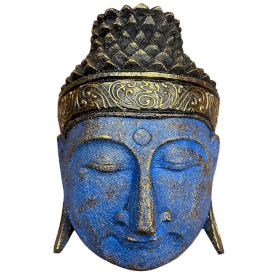 Tête de Bouddha Décoration d\'Intérieur - 25 cm - Finition Bleu Brillant