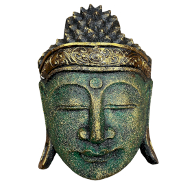 Tête de Bouddha Décoration d\'Intérieur - 25 cm - Finition Vert Brillant