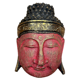 Tête de Bouddha Décoration d\'Intérieur - 25 cm - Finition Rouge Brillant