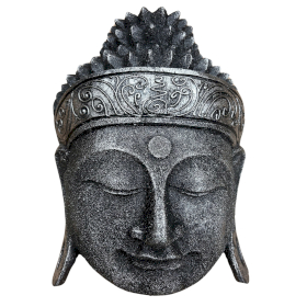 Tête de Bouddha Décoration d\'Intérieur - 25 cm - Finition Argenté Brillant