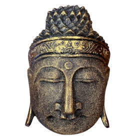 Tête de Bouddha Décoration d\'Intérieur - 25 cm - Finition Doré Brillant