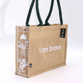 5x Grand sac en jute Hop Hare - Je suis courageux