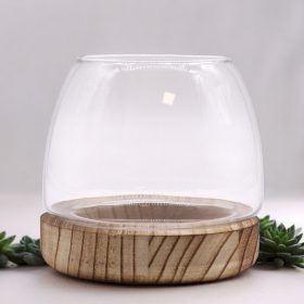 Petit Terrarium sur Bois de Tung Naturel - 13x13cm