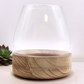 Grand Terrarium sur Bois de Tung Naturel - 17x19cm