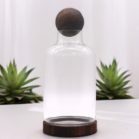 Grand Terrarium à Boule sur Bois de Tung Foncé - 16x32cm