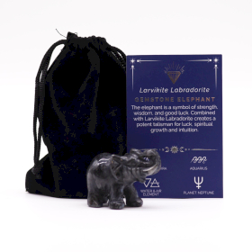 Pierre précieuse Lucky Elephant - Labradorite Larvikite 50x35x25mm