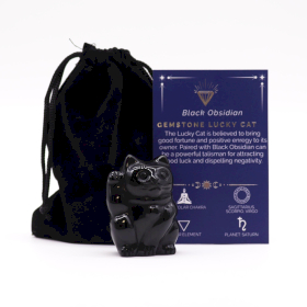 Pierre précieuse Lucky Cat - Obsidienne noire 50x35x25mm