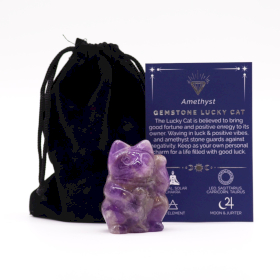 Pierre précieuse Lucky Cat - Améthyste 50x35x25mm