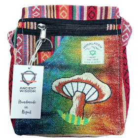 Sac de Soirée en Chanvre Brodé avec Champignons - Champignons Oranges