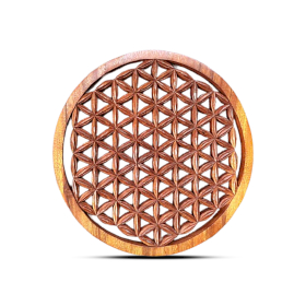 Panneau Décoratif Rond en Bois avec Fleur de Vie 40cm