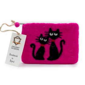 3x Trousse à fermeture éclair en feutre naturel (assortie) - Deux Chats