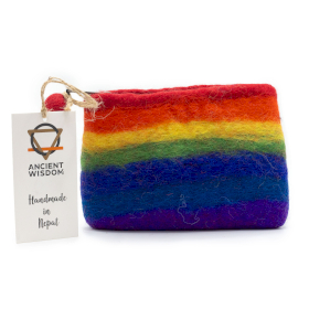 3x Trousse à fermeture éclair en feutre naturel (assortie) - Arc-en-ciel