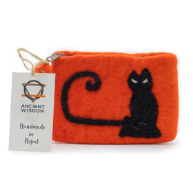 3x Trousse à fermeture éclair en feutre naturel (assortie) - Visage de Chat