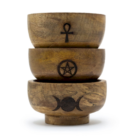 3x Petit Bol Rituel Porte-cône d\'Encens 11x6 cm - (Assortiment Pentagone etc.)