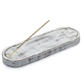 4x Grand Plateau pour Encens 30x10 cm - Blanc Lavé Classique