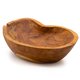 Bol à fruits en bois de teck brut et naturel - 31x22x8cm