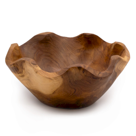 Bol moyen en bois de teck lisse - 21x9cm