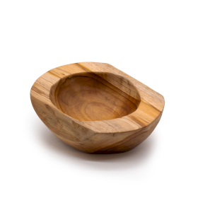 Bol moyen en bois de teck de forme naturelle - 20x7cm