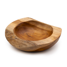 Grand bol en bois de teck de forme naturelle - 25x7cm