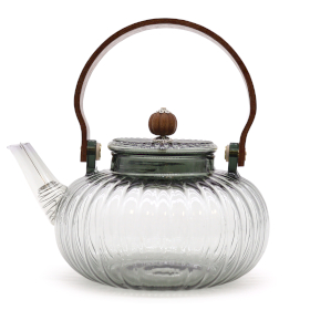 Théière en verre avec infuseur - Perle Rayée Charbon - 950 ml