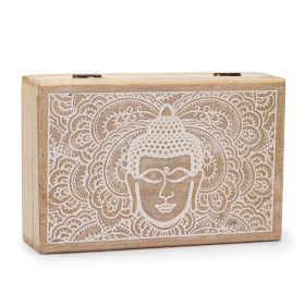 Boîte Rectangulaire Grande 21,5x14x6,3 cm - Visage de Bouddha Blanc