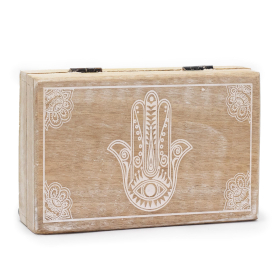 Boîte Rectangulaire Grande 21,5x14x6,3 cm - Hamsa Blanc