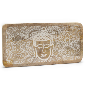Plateau Long 30x15x2,5 cm - Visage de Bouddha Blanc