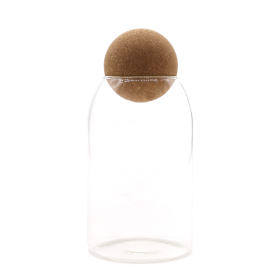Pot en verre avec bouchon en liège naturel style rustique - transparent - 15 cm