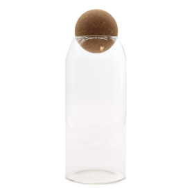 Pot en verre avec bouchon en liège naturel style rustique - transparent - 20 cm